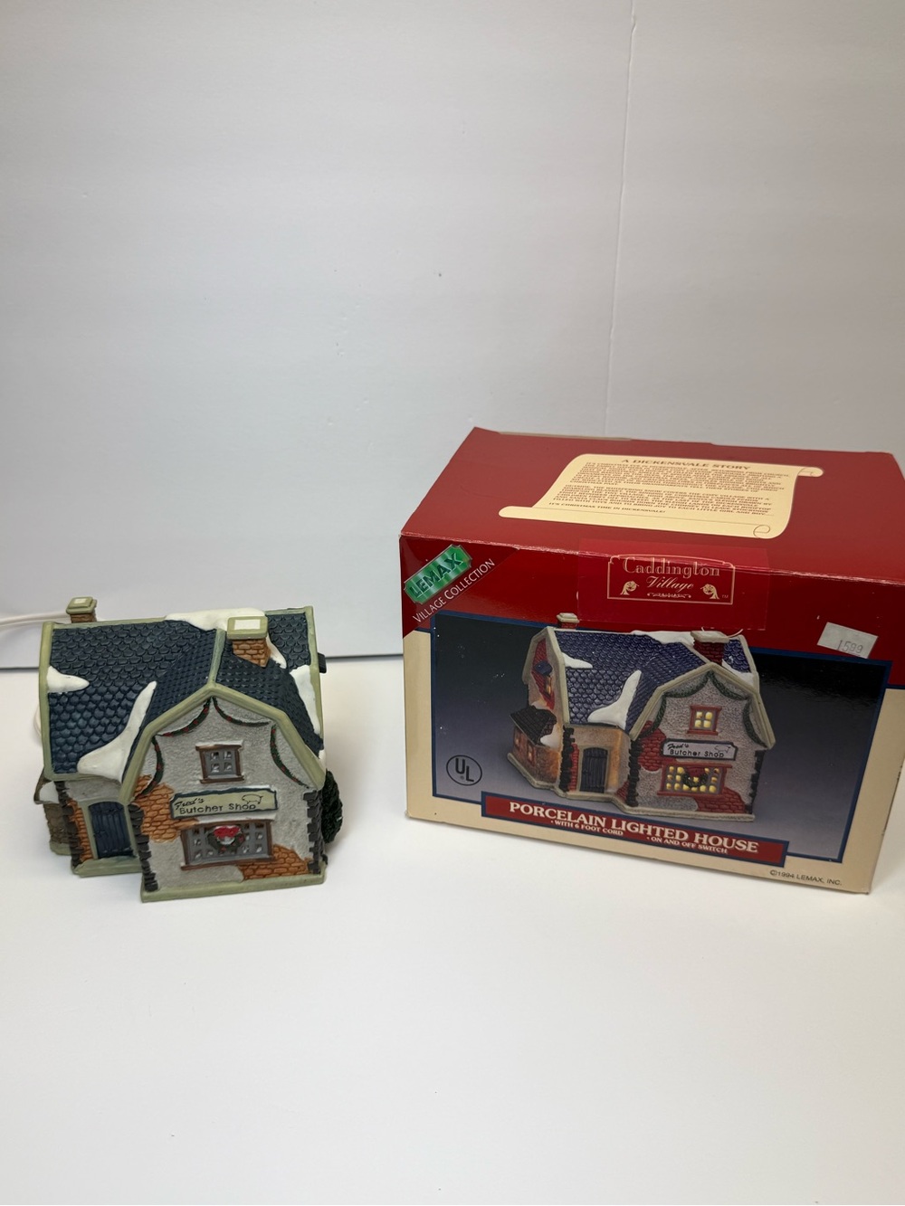 Vintage Lemax Caddington Village Collection: "Fred's Butcher Shop"  1994 Retired